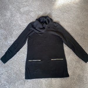NWT - NY & Company Black Cowl Neck Sweater with Zipper Pockets - Small